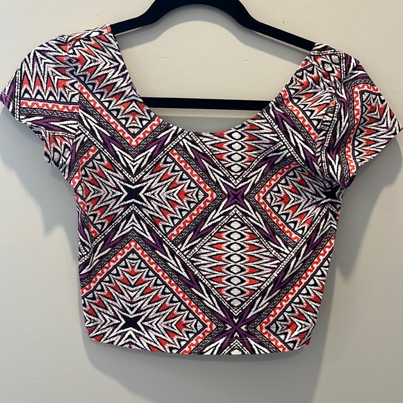 Garage Scoop Neck Cropped T, Size M, Purple and Orange, NWOT - Picture 1 of 4